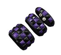GKYQVE 3Pcs PU Leather Rivets Bracelets Dark Square Studs Punk Design Wristlet Adjustable for Most Wrists Lightweight Feel Hand Chain