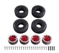 GKYQVE 4 Pieces Light Weight Aluminum Beadlock with Reinforced Tires for Remote Control Vehicle Traction Remote Car Metal Alloy and Tires