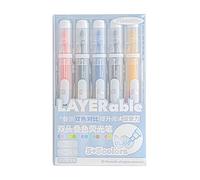 GKYQVE 5 Pack Transportable Double End Highlighters Marking Pen with Ergonomic Design and Fluid Texture for Use Bifurcated Marker Highlighter Note Pen Ergonomic