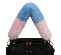 GKYQVE 54Cm Plush Handle Strap for Handbag Fashionable Color Blocked Design Soft PU Leather Replacement Belt Bag Accessory Easy Install Replacement Bag Strap