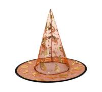 GKYQVE 5Pcs Unisex Witch Hat 33cm High Pointed Wizard Cosplay For Women Men Kid Halloween Costume Accessories Sheer Fabric Witch For Adult