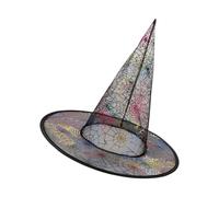 GKYQVE 5Pcs Unisex Witch Hat 33cm High Pointed Wizard Cosplay For Women Men Kid Halloween Costume Accessories Sheer Fabric Witch For Adult