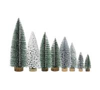 GKYQVE 8 Tiny Artificial Christmas Forests For Worktop Shelf Decoration Natural Wood Texture Polystyrene Base Multiple Scenario Use Safe Christmass Deck For Kids