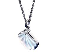 GKYQVE Adjustable Length Necklace Eye Catching Sea Shell Pendant Choker Silver Neckchain With I Love You Projection Silver Necklace