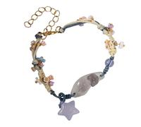 GKYQVE Adjustable Resin Star Beaded Decorated with Cats Flower Designs Soft Cord for Comfortable Fit Fashionable Flower Resin Jewelry