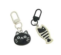 GKYQVE Black And White With Fish Keychain Handmade Pet Themed Keyring Pendant Decorative Jewelry For Bags And Keys Fish Eating Kitten Charm