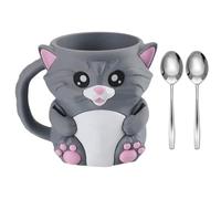 GKYQVE Cartoon Animal Shape Ice Cream Cup Sleeve Holder With Antifreeze Handle And Secret Candy Compartment Double Spoons Ice Cream Stand For Home