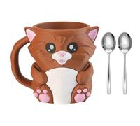 GKYQVE Cartoon Animal Shape Ice Cream Cup Sleeve Holder With Antifreeze Handle And Secret Candy Compartment Double Spoons Ice Cream Stand For Home