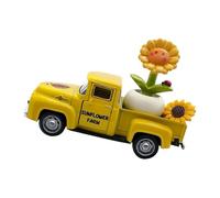 GKYQVE Classical Yellow Metal Farm Truck Replicas Sunflowers Decoration for Window Sill Display or Countrysides Theme Party Retro Sunflowers Truck Model