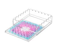 GKYQVE Clear Acrylic Scalloped Tray with Drawer for Needlepoint Display, Napkin Holder Scalloped Basket for Photos, Art, Fabric Acrylic Tray with Drawer Insert
