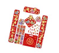 GKYQVE Complete Chinese New Year Decoration Bundles for 2026 Horse Includes Couplets and Lucky Characters Festival Home Decors Horse Blessing Door Sticker