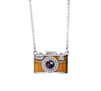 GKYQVE Cultural Communication Camera Necklace Multilingual 100 Language Projection Rose Gold Tone Copper Jewelry Pendant Language Translator Jewelry Gift