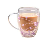 GKYQVE Double Layer Glass Mugs 350ML Insulated Coffee Cups with Handle Textue Suitable for Hot Beverages and Cold Treats Elegant Mugs