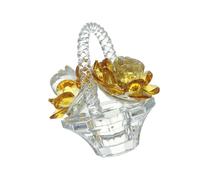 GKYQVE Elegant Crystals Rose Basket Figurine For Home Decoration Sparkling Tabletop Ornament For Living Room Crystals Flower Basket