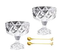 GKYQVE Elegant High Stem Ice Cream Cup Thickened Shatters Resistant Glass Bowl for Dessert Serving Party Dining Kitchen Use High Foot Ice Cream Glass Cup