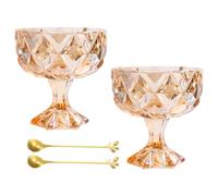 GKYQVE Elegant High Stem Ice Cream Cup Thickened Shatters Resistant Glass Bowl for Dessert Serving Party Dining Kitchen Use High Foot Ice Cream Glass Cup