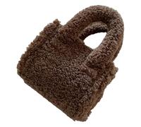 GKYQVE Elegant Minimalists Faux Lamb Wool Fleece Shoulder Crossbody Bag With Adjustable Strap For Women Fuzzy Small Handbag Minimalists Square Bag