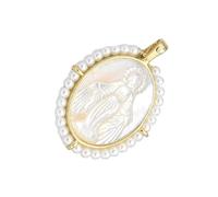 GKYQVE Elegant Oval Virgin Marys Charm Pendant Necklace Crafte From Brass Materials And Freshwater Pearls Casual Wear Trendy Religious Pendant