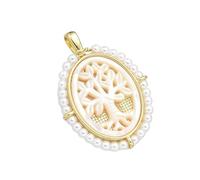 GKYQVE Elegant Oval Virgin Marys Charm Pendant Necklace Crafte From Brass Materials And Freshwater Pearls Casual Wear Trendy Religious Pendant