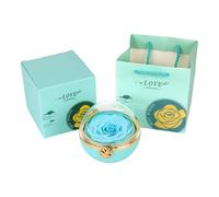 GKYQVE Elegant Rotating Rose Jewelry Case Featuring Preserved Flowers Unique Gifts Accessory for Trendy Couples in Love Special Occasion Jewelry Box