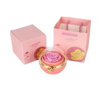 GKYQVE Elegant Rotating Rose Jewelry Case Featuring Preserved Flowers Unique Gifts Accessory for Trendy Couples in Love Special Occasion Jewelry Box