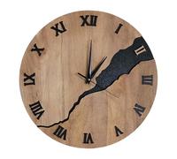 GKYQVE Elegant Simplistic Wood Wall Clock With Creative Cracked Detail For Home Decors Battery Operated Round Hanging Modern Decorative