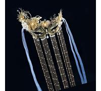 GKYQVE Elegant Tassels Face Veil Graceful Tassels Facewear For Photographers And Models In Cultural Settings Classical Dance