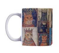 GKYQVE Ergonomic Handle Ceramic Coffee Mug with Medieval Cats Pattern Woman Man Afternoon Teas Mug