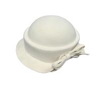 GKYQVE Fashion Wool Fedoras Caps Bowler Hat for Women 20S Flapper Costume Hat Cocktail Party Caps Elegant Winter Warm Round Women's Accessory Pearl White