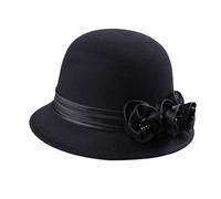 GKYQVE Fedoras Hat For Adult Women Fashion Flower Bowler Hat Wool Cloche Cosplay Costume 20S Flapper Dome Women Fashion Fedoras