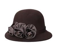 GKYQVE Fedoras Hat For Adult Women Fashion Flower Bowler Hat Wool Cloche Cosplay Costume 20S Flapper Dome Women Fashion Fedoras