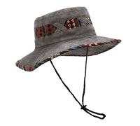 GKYQVE Festival Ready Foldable Fisherman Hat Portable Cotton Blend for Beach Parties Daily Outings Foldable Tribal Designs Bucket Hat Gray