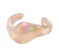 GKYQVE Geometric Irregular Acrylic with Color Shifting Effect Lightweight Comfortable Fashion Statement Accessory Bangle Cuff Oversized Cuff Rainbow Modern Art Inspired Festival Jewelry Rave Bold