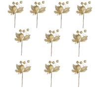 GKYQVE Gold Christmas Tree Berries Stem Festival Bead Stick Decorations Sparkling Glittered Picks For Holiday Arrangements Festival Picks