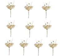 GKYQVE Gold Christmas Tree Berries Stem Festival Bead Stick Decorations Sparkling Glittered Picks For Holiday Arrangements Festival Picks