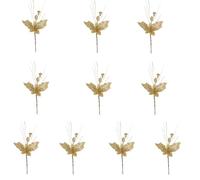GKYQVE Gold Christmas Tree Berries Stem Festival Bead Stick Decorations Sparkling Glittered Picks For Holiday Arrangements Festival Picks