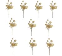 GKYQVE Gold Christmas Tree Berries Stem Festival Bead Stick Decorations Sparkling Glittered Picks For Holiday Arrangements Festival Picks