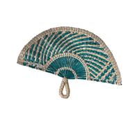 GKYQVE Hand Woven Grass Fan Small Size Lightweighted For Outdoor Party For Travel And Decoration Folding Fan