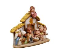 GKYQVE Holiday Nativity Collection Nativity Scene With Light Small Resin Figures With LED Lighting For Christmas Celebration Set