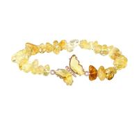 GKYQVE Irregular Crystal Bead with Adjustable Butterfly Accent, Jewelry for Valentines Day & Anniversaries Natural Crystals Stress Relief Jewelry