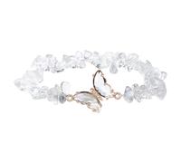 GKYQVE Irregular Crystal Bead with Adjustable Butterfly Accent, Jewelry for Valentines Day & Anniversaries Natural Crystals Stress Relief Jewelry