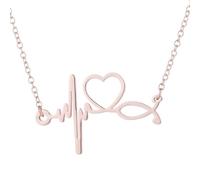 GKYQVE Minimalist ECG Heartbeat Design Clavicle Chain Stainless Steel Pendant Necklace for Hospital Enthusiasts and Gift Electrocardiogram Necklace