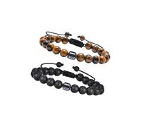 GKYQVE Modifiable Men ' s Sequined Bangle 8mm Worry Comforting Stone Beads for Rest and Everyday Modifiable Natural Stone Sphere Bangle