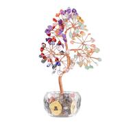 GKYQVE Multicolors Crystal Potted Tree Crystal Stones Wealth Tree Figurine For Positive Energy And Wealth Success Money