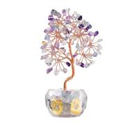 GKYQVE Multicolors Crystal Potted Tree Crystal Stones Wealth Tree Figurine For Positive Energy And Wealth Success Money