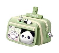 GKYQVE Multifunctional Canvas School Planner Lovely Bear Plan Thin Permanent Pencil Bag for Classroom Travel Launderable Panda Pencil Case