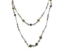 GKYQVE Nature Inspired Beaded Flower Neck Chain Alloy Construction Beads Necklace Multilayer Loved People Distressed Finish Floral Necklace