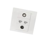 GKYQVE Not Solder Design 4 Port Multimedia Panel Direct Plugs TV9.5 RJ45 F Connectors Wall Plate for TVs and Sound Systems Standard