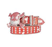 GKYQVE Punk PU Waist Belt For Jean Heavy Duty Hip Hop Belt Waistband Glinting Buckle With Encrusted Rhinestones Skull Buckle Men Women Costume