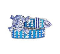 GKYQVE Punk PU Waist Belt For Jean Heavy Duty Hip Hop Belt Waistband Glinting Buckle With Encrusted Rhinestones Skull Buckle Men Women Costume